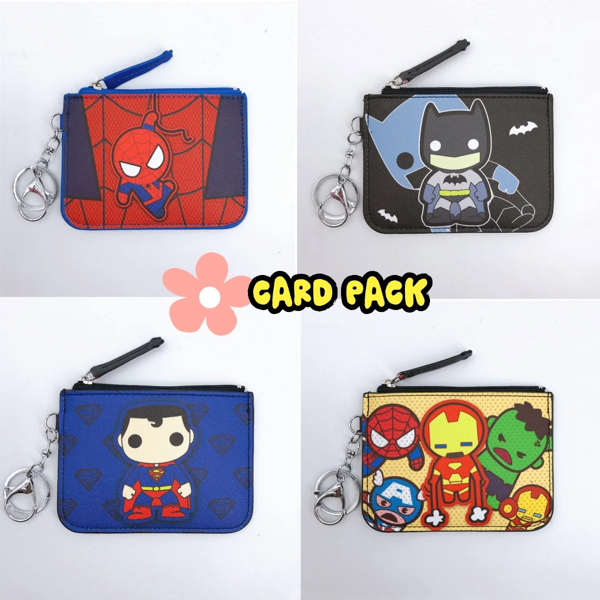 Marvel dibujos animados Spider-Man Batman monedero monedero vengadores Capitán América tarjetero monedero llavero bolso escolar colgante