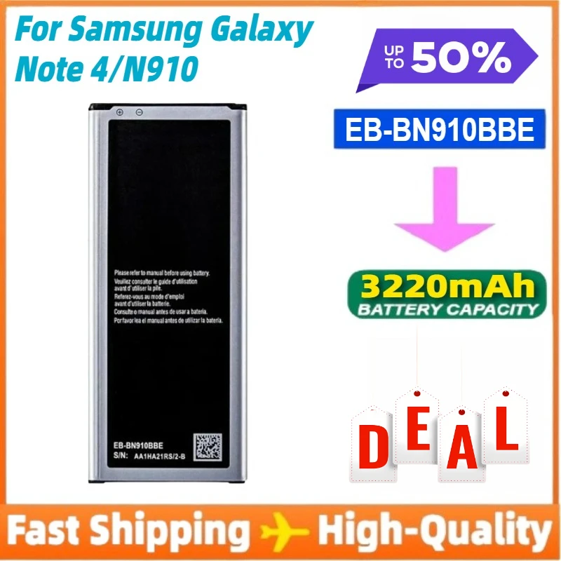 

EB-BN910BBE Аккумулятор для Samsung Galaxy Note 4 Note4 SM N910 N910F N910A N910V N910P N910T N910H 3220 мАч