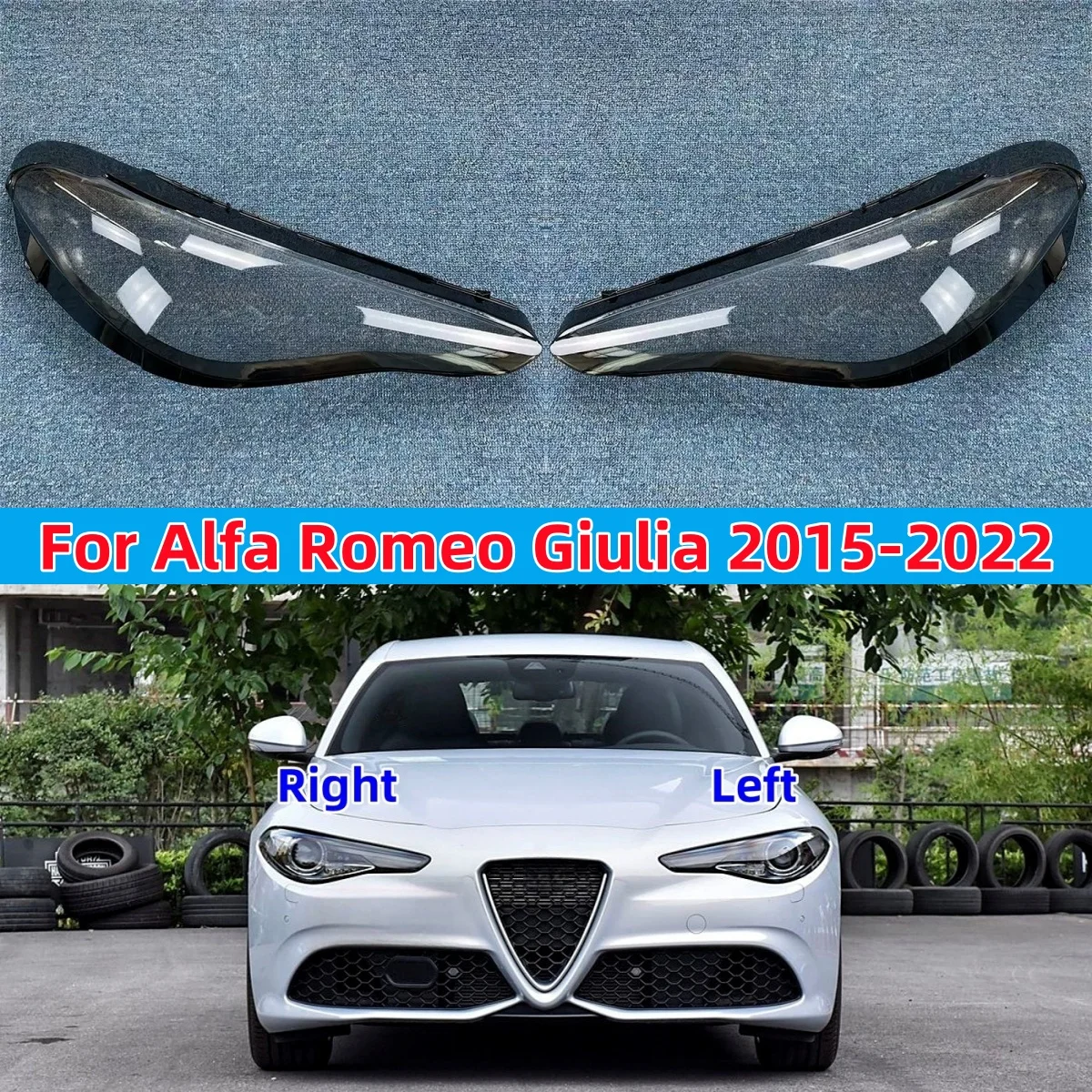 For Alfa Romeo Giulia 2015 2016 2017 2018 2019 2020 2021 2022 Headlights Cover Headlamp Glass Lens Shell Lampshade Lamp Housing