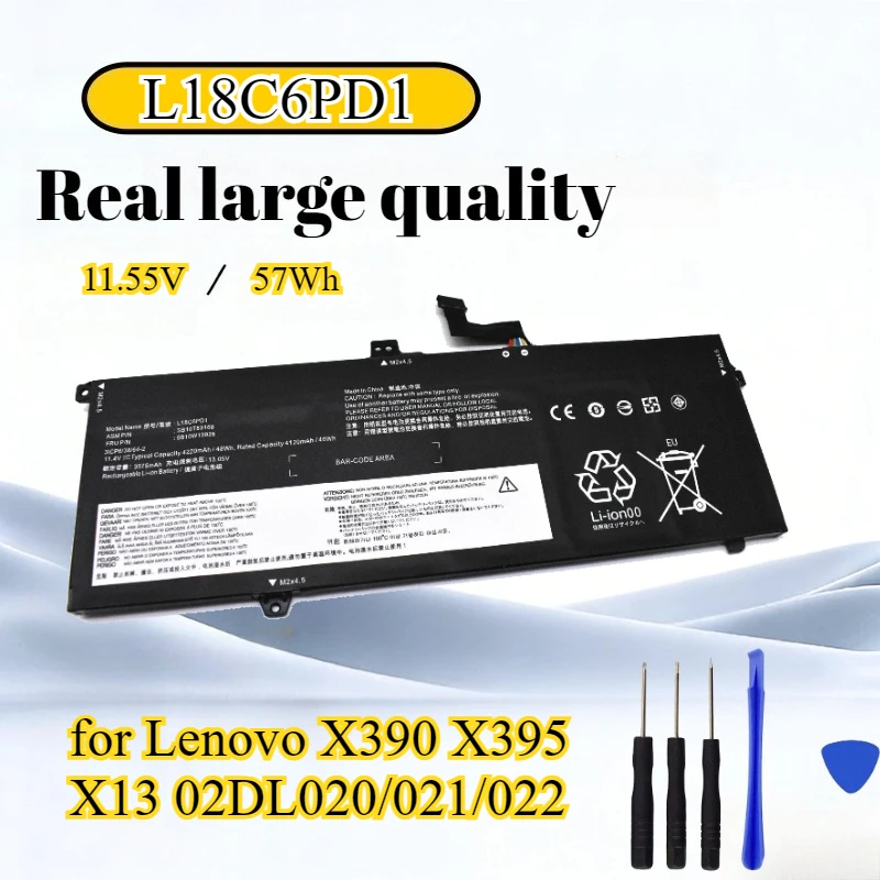 

New 02DL020/021/022 L18C6PD1 Battery for Lenovo X390/X395/X13 - 11.55V 57Wh Li-Polymer Long Lasting Replacement