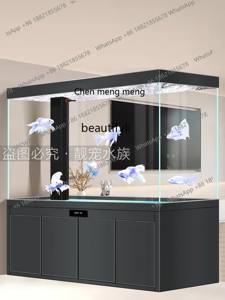 ss7486 Medium and Large Dragon Fish Tank Super White Glass Aquarium Living Room Home Screen Bottom Filter