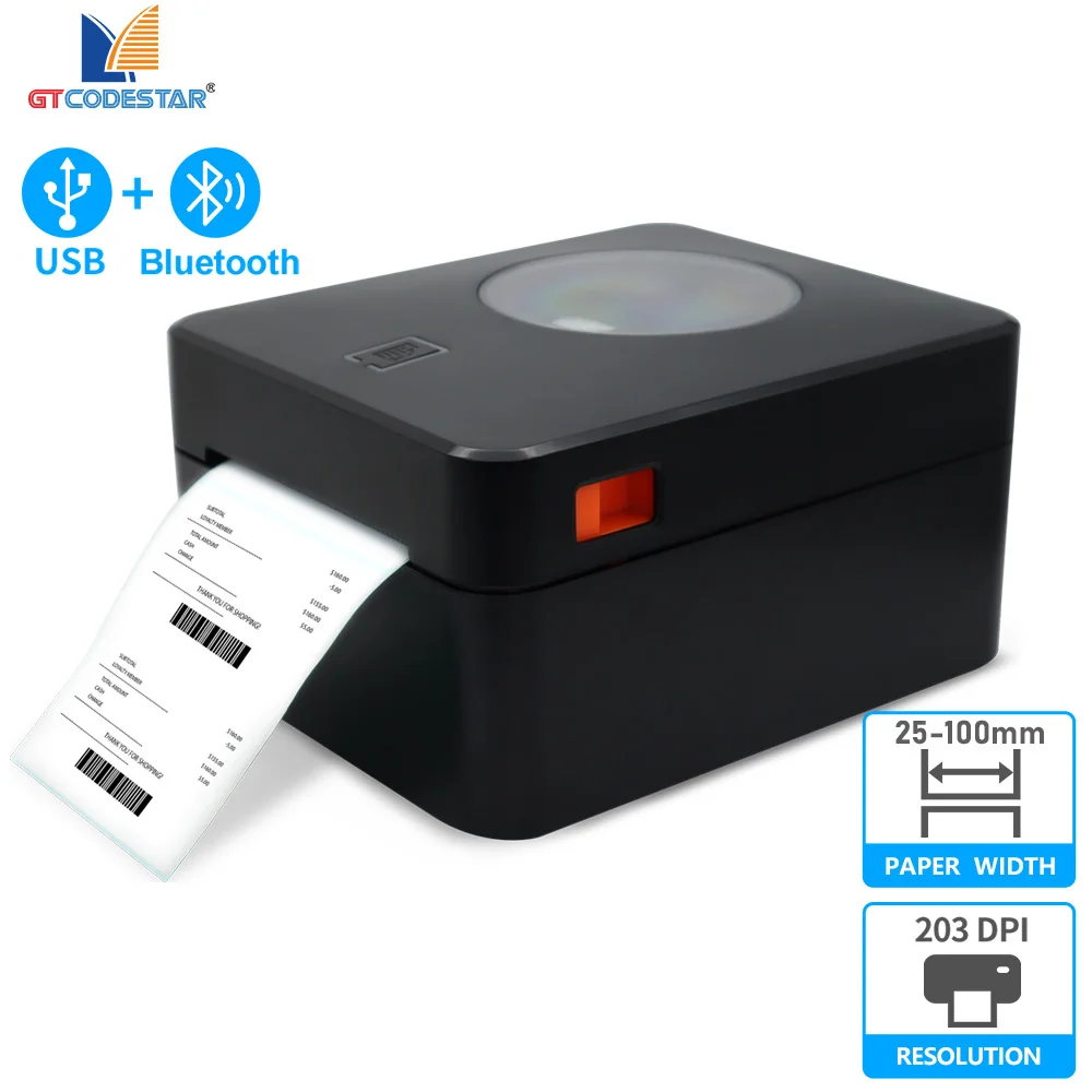 

GTCODESTAR GT-130 Термопринтер этикеток с прямой линией, термопринтер для чеков, доставка Waybill, настольный USB Bluetooth, термопринтер для этикеток