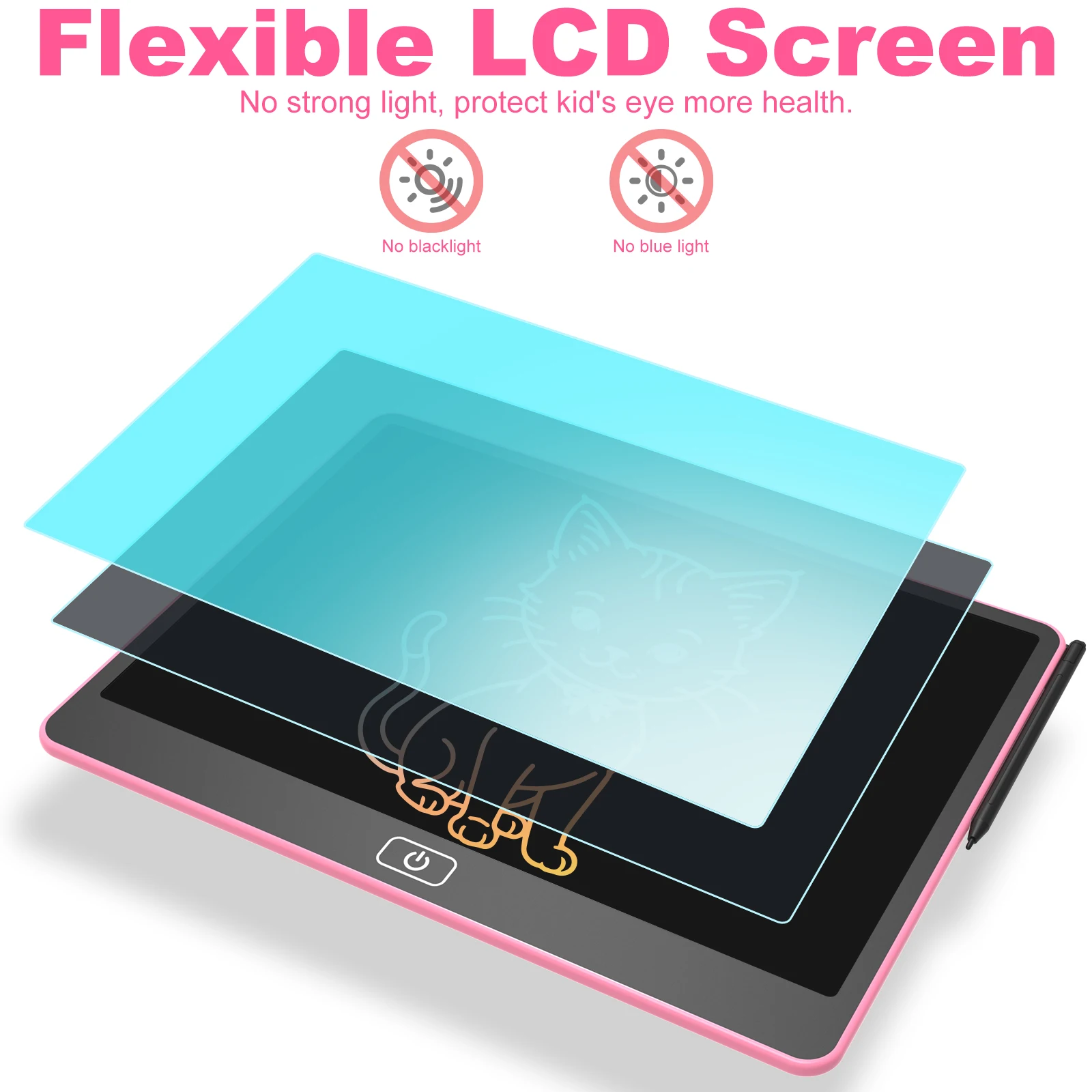 กระดานเขียน LCD ขนาด 16 นิ้ว, กระดานวาดภาพอิเล็กทรอนิกส์สีสันสดใสสําหรับเด็ก, แท็บเล็ตการเขียนแบบพกพาแบบใช้ซ้ําได้, ของเล่นเพื่อการศึกษาที่สมบูรณ์แบบ