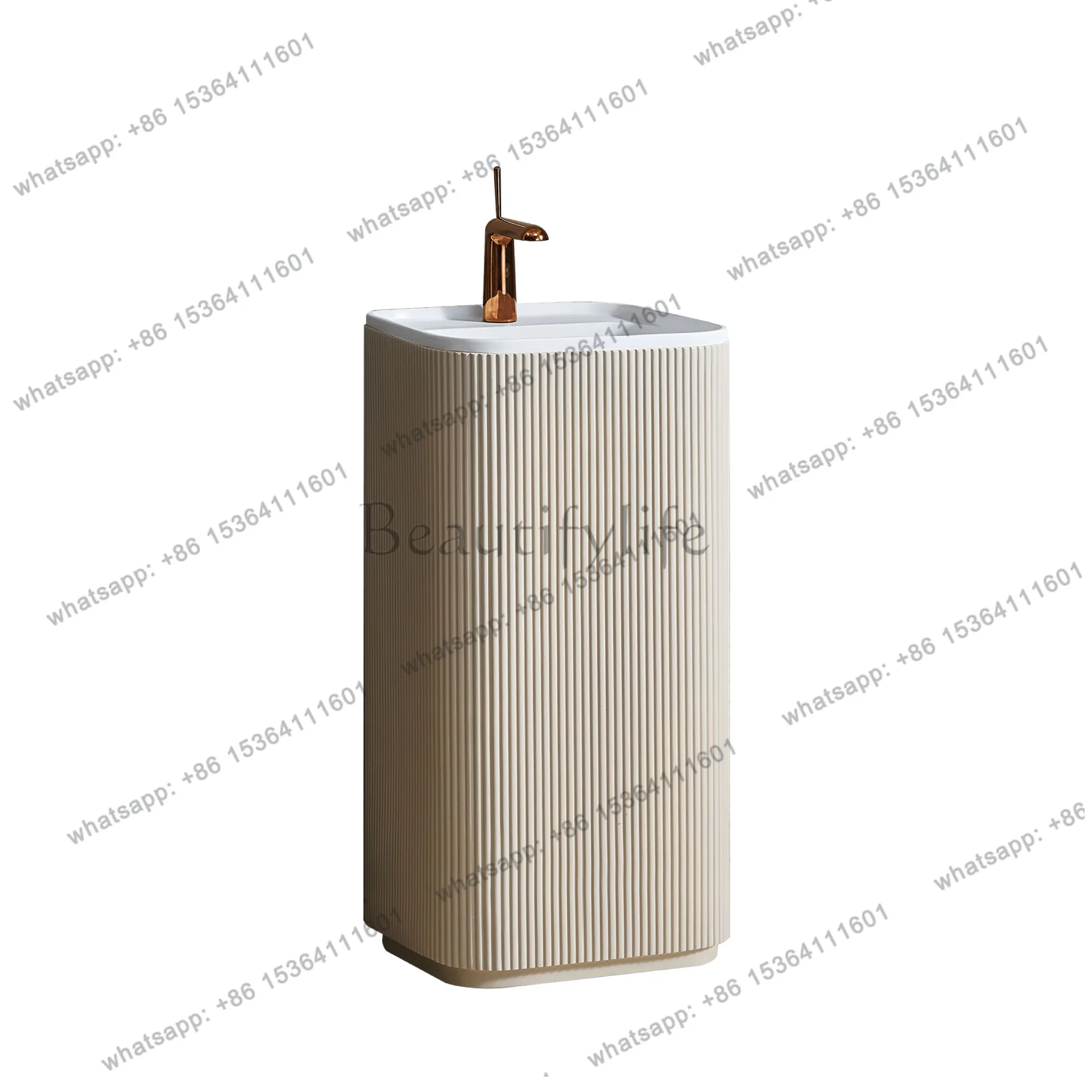 Medieval artificial stone pillar basin integrated floor-to-ceiling striped household outdoor hotel club pillar basin