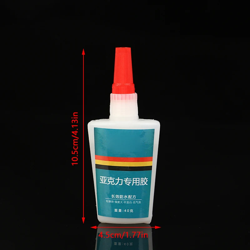 1Pc 40g Strong Instant Acrylic Glue PMMA Adhesive ABS Transparent Plexiglass PVC Plastic Glue Waterproof Fast Curing Glue