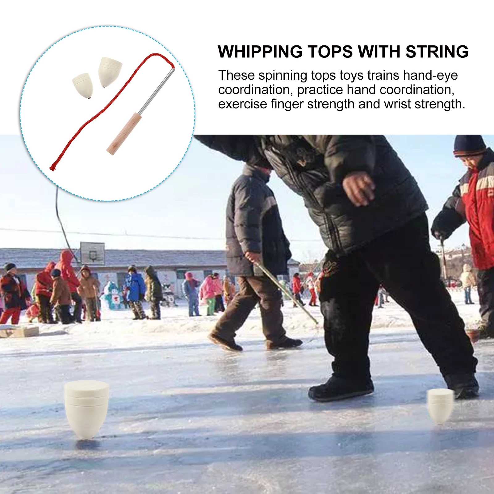 

5 Sets Wooden Whipping Tops Kids Traditional Toy Spinning Top Outdoor Toys Intelligence Colors Smooth H Eye