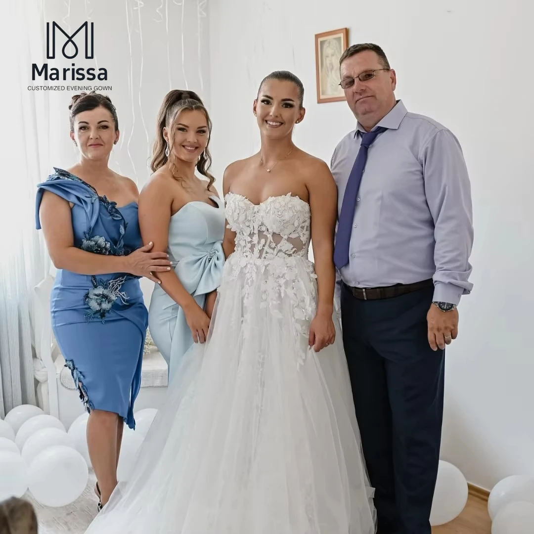 Marissa A-line Tulle Elegant Prom Dresses 2025 Lace Print Custom Made Ball Gown Wedding Party Dress Off-shoulder Evening Woman