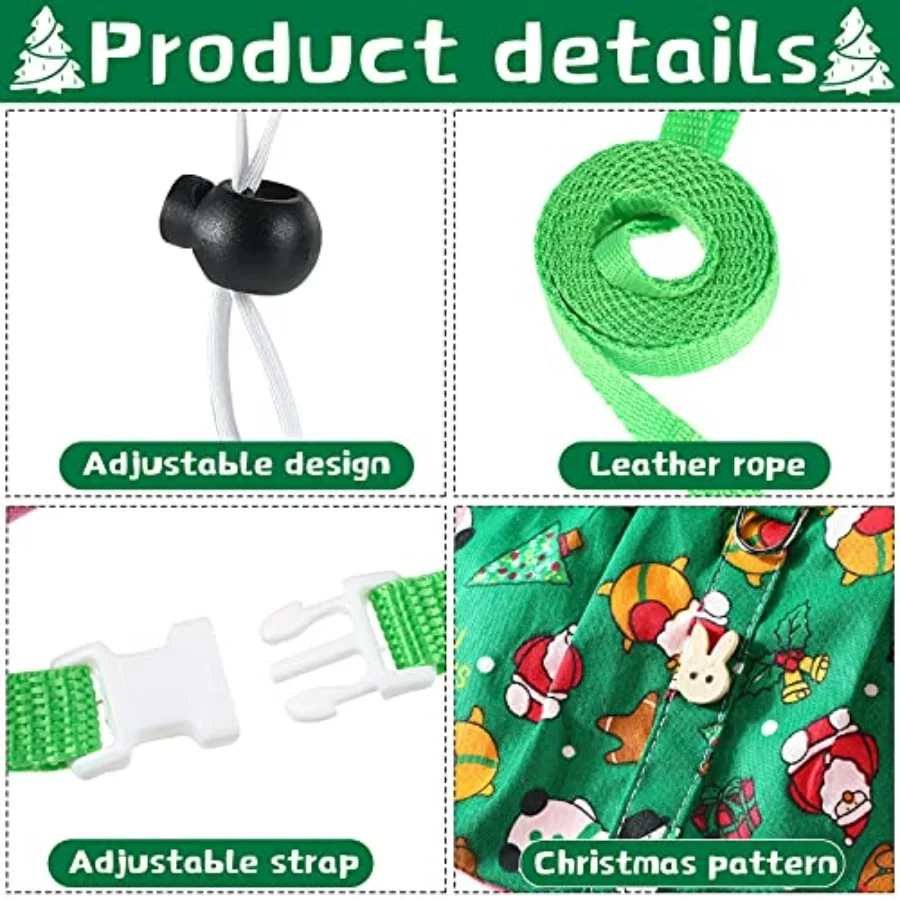 ملابس الحيوانات الأليفة أزياء الحيوانات الصغيرة ملابس عيد الميلاد مع قبعة سانتا خنزير غينيا الملابس للأرنب النمس القنفذ السنجاب 6 فطيرة #3