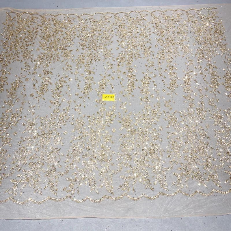 

10 ярдов золотистой модной африканской блестящей ткани с вышивкой, сетчатое кружево с приклеенными блестками и пайетками для свадебных или вечерних платьев