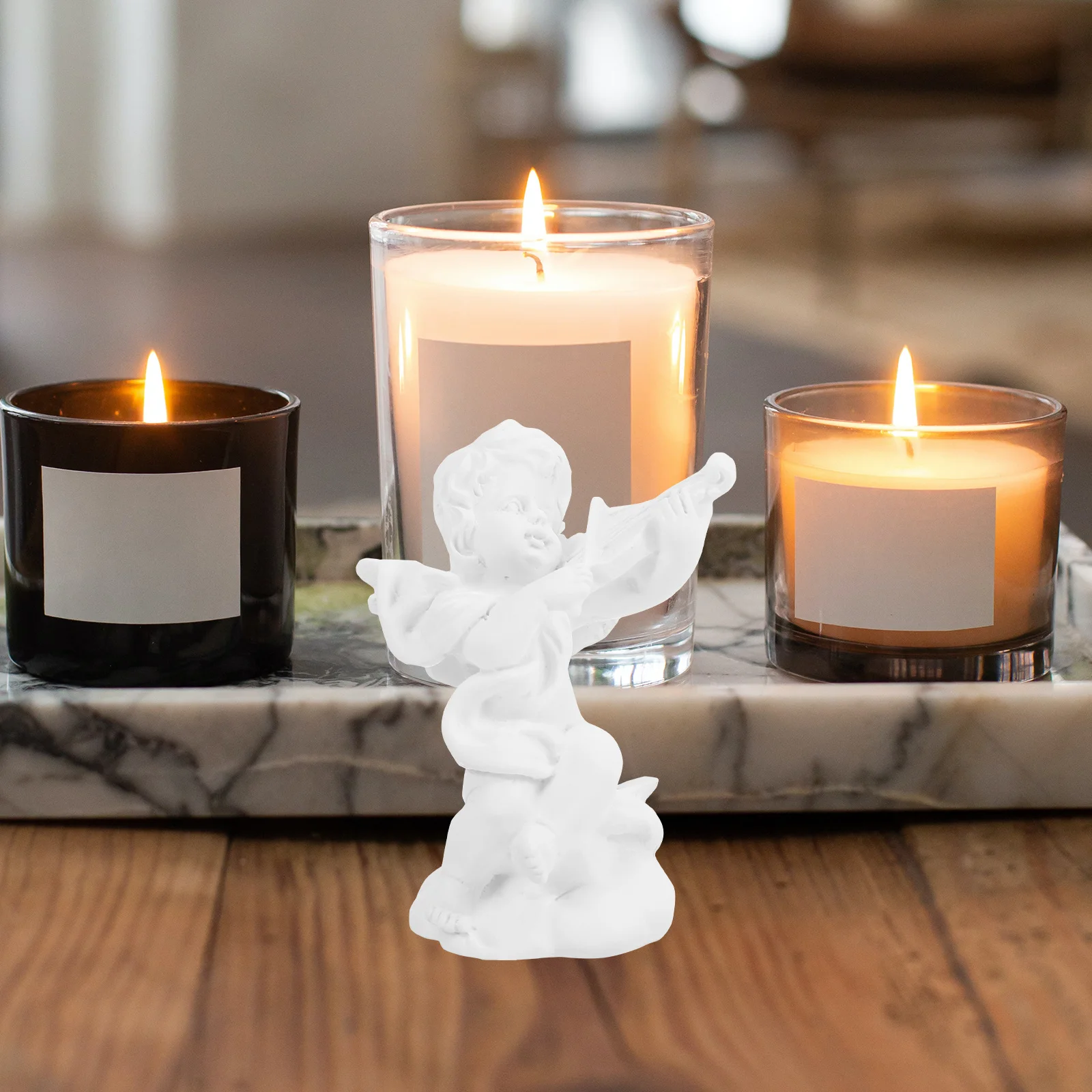 

2Pcs Resin Angel Sculpture Musical Angel Statue Decorative Resin Angels Desktop Decor Gift Choice Angels Figurines