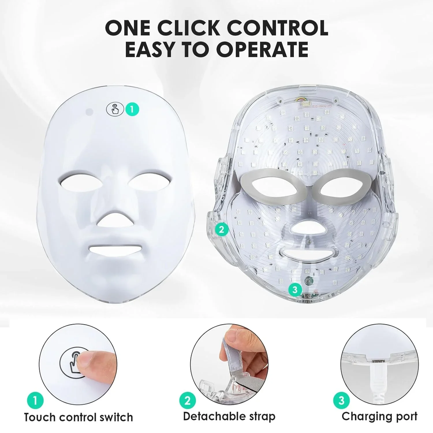 LED Face Mask Light Therapy 7 Color Treatment Photon Mask Facial Skin Care Mask