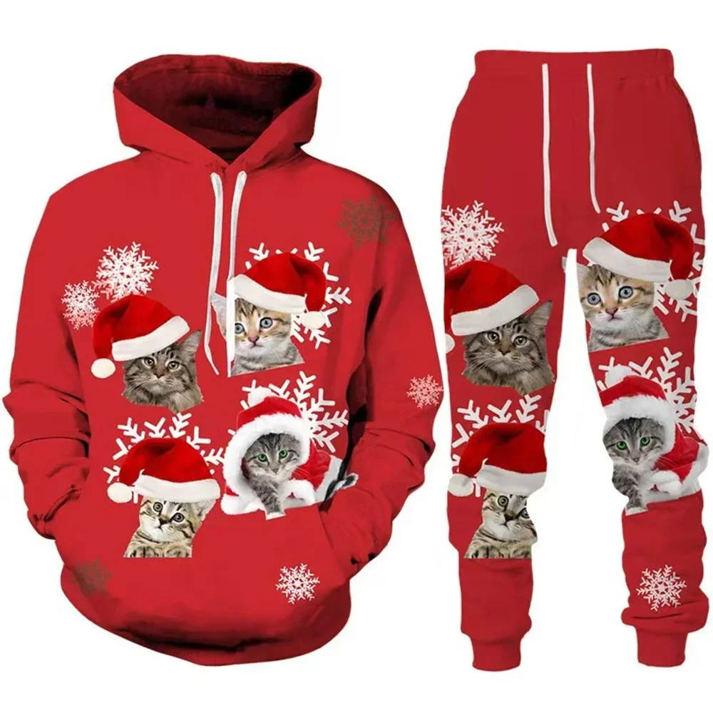 3D Printing Men Women Santa Claus Christmas  Hoodies Suit Tracksuit Casual Fashion Autumn Winter Pullover High-quality Celebrate