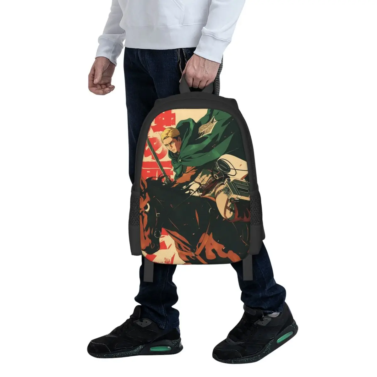 Attack On Titan Manga Erwin Smith Anime Student Backpack School Bag Hiking Travel Daypack for Men Women Bookbag Shoulder Bags
