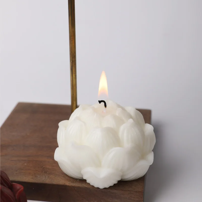 1pc New Lotus Aromatherapy Candle Flower Shaped Low Temperature Candle Fragrance Home Interior Decoration