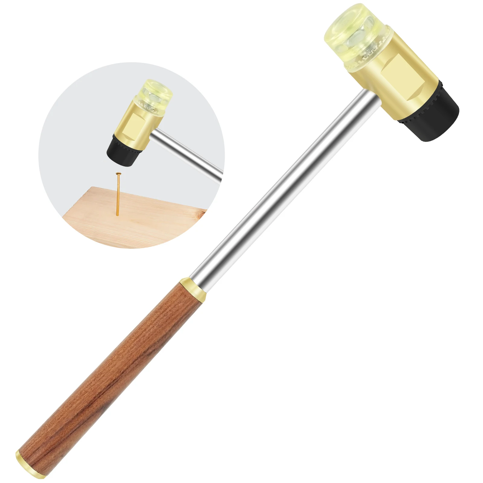 

Woodworking Hammer Safe Brass Hammer with Wooden Handle Comfortable Carpenter Hammer Tool Shockproof Metal Hammer for