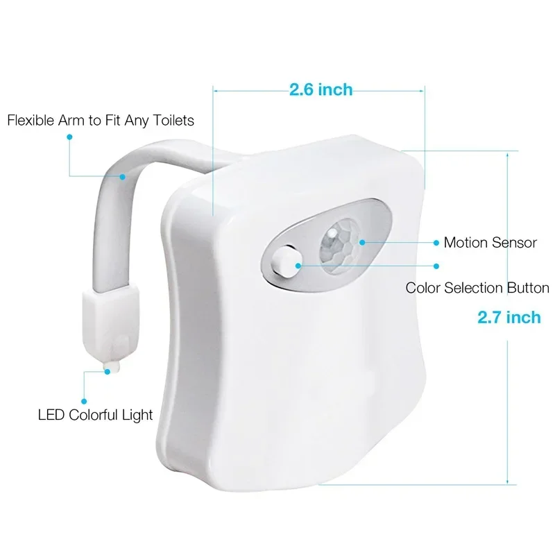 Motion Sensor Toilet Light LED Night Lights 8 Colors Washroom Night Lamp Toilet Lamp Bowl Lighting For Bathroom Washroom