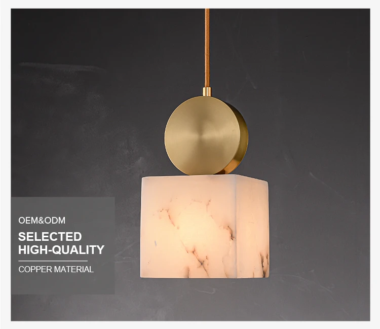 

Modern Natural Marble Lamp Dining Room Aesthetic Luxury Pendant Lights Copper Home Decor Creative Nordic Simple Small Chandelier