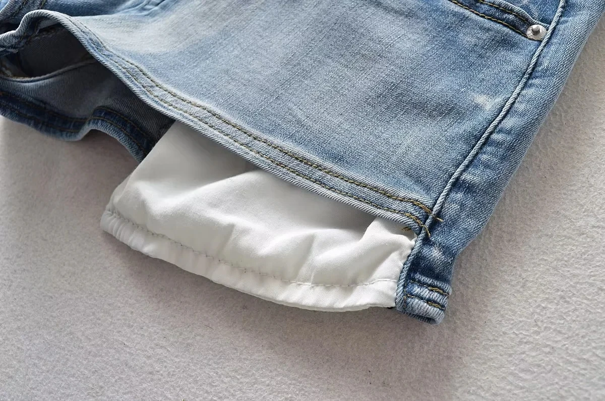 الأمريكية Sle عالية الخصر بسط الدنيم orts المرأة مثير عالية المرونة Bootcut الجينز الصيف العصرية السراويل الساخنة نسيج القطن