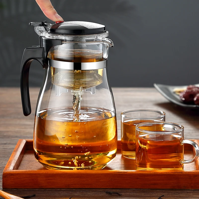 HMLOVE Heat Resistant Glass Teapot Puer Kettle Tea Infuser Chinese Kung Fu Teawear Set High Borosilicate Thickening Heatable Pot