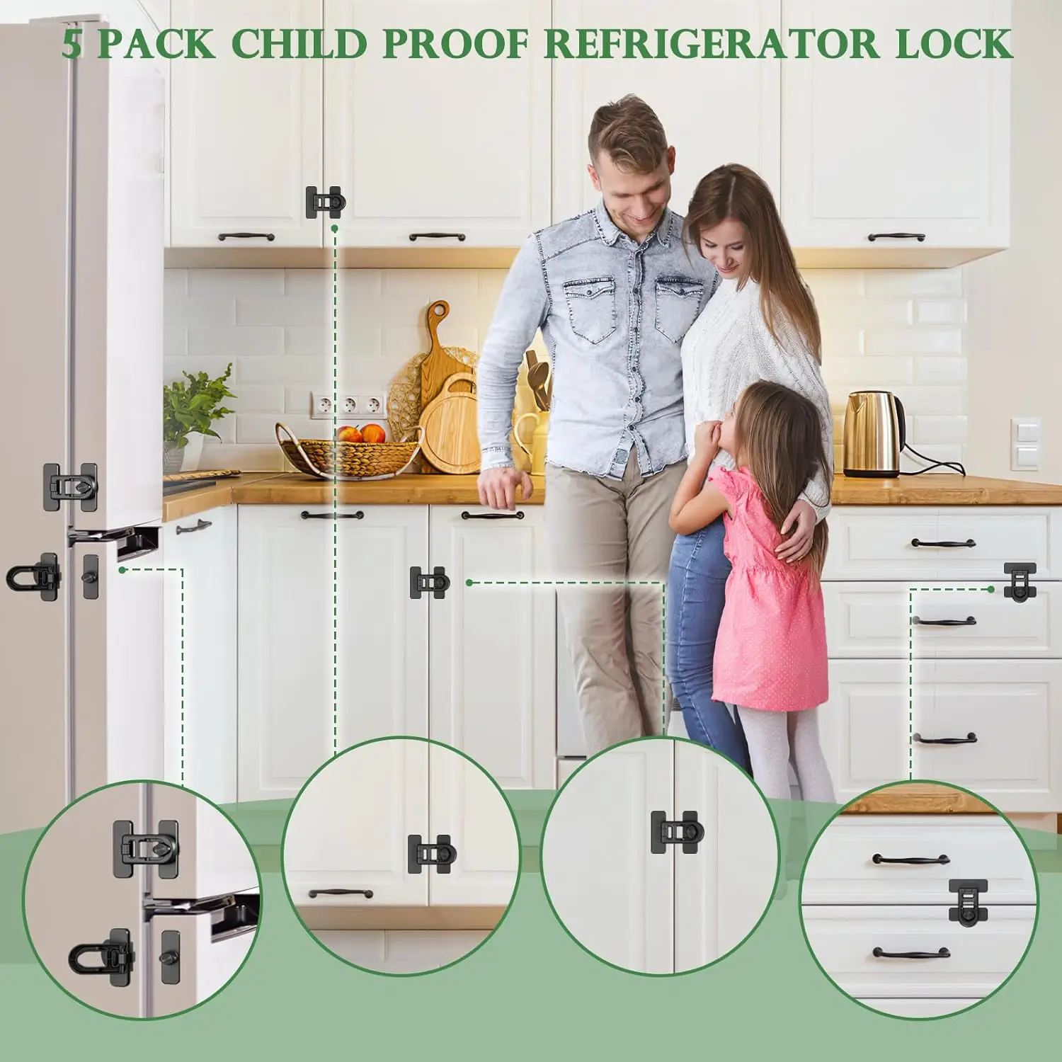 Child Safety Refrigerator Lock Oven Lock Adhesive Child Proof Cabinet Locks for Fridge Drawers Closets Windows view 3
