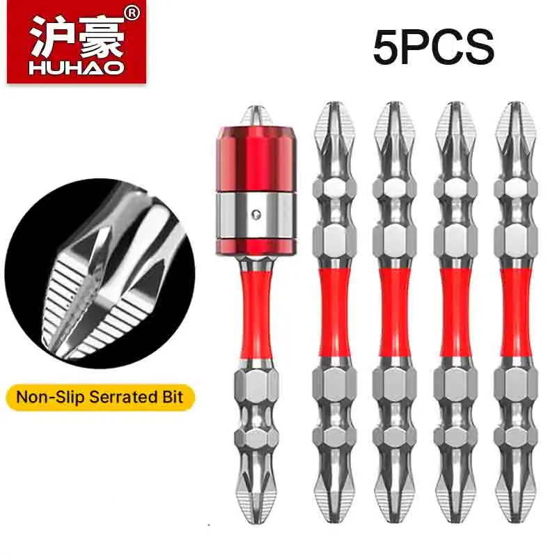 

HUHAO 5 шт. 65 мм 100 мм двухсторонние магнитные отвертки PH2 с крестообразным нескользящим шестигранным хвостовиком, набор ударных сверл, высокомагнитные инструменты