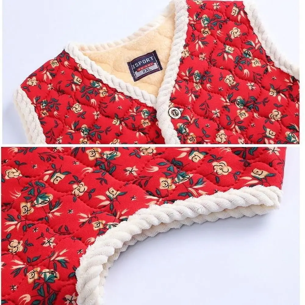 Warm Fleece-Lined and Thickened Floral Vest Soft Padded Cottagecore Style Kimchi Vest Lightweight Quilted Vest Autumn Winter