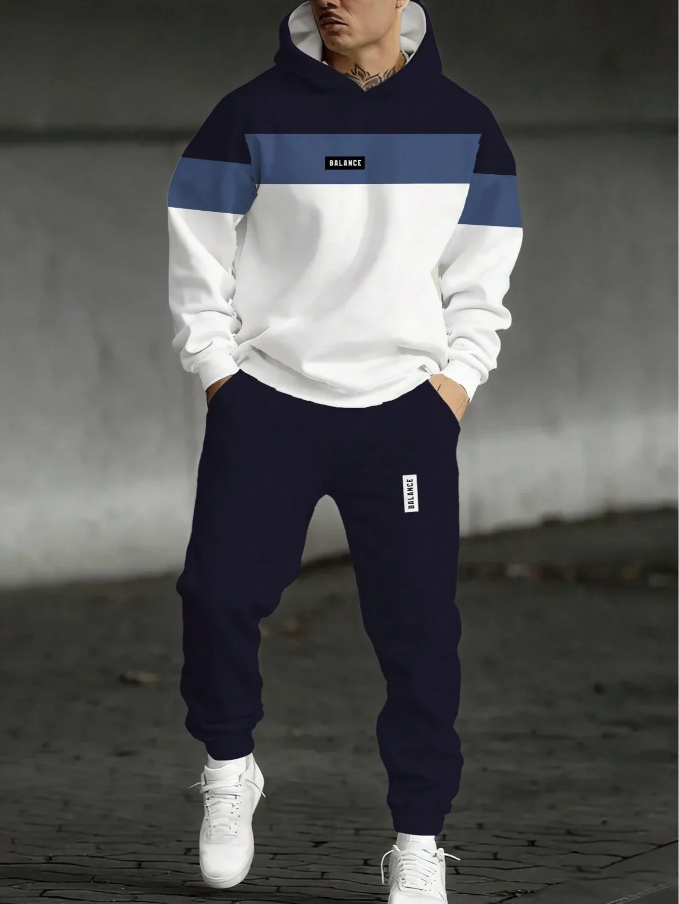 

Men's Hooded Sweatshirt And Sweatpants Set Casual Sportswear Two Piece Jogging Suit