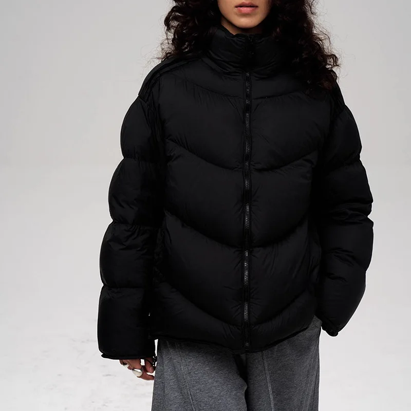 2025 Winter Mode Hoge Pluizige Brood Jas Jas 90 Witte Eendendons Bladerdeeg Donsjack Vrouwen Stand Kraag Jas