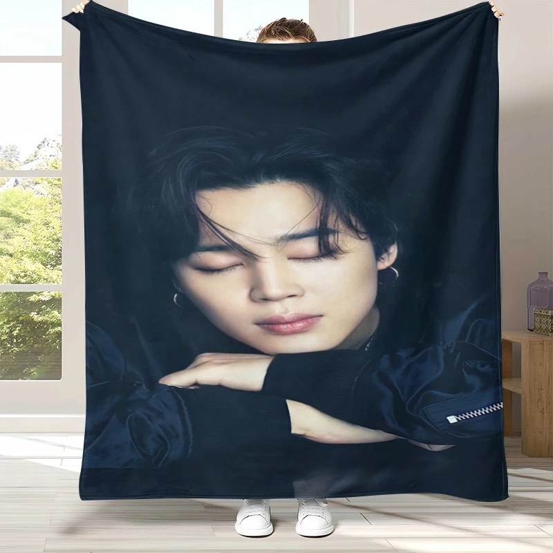 Cobertor de flanela Jimin Kpop B-BTS Star, cobertor de pelúcia ultra macio e quente para casa, quarto, cama, sofá, escritório, camping, presente para piquenique