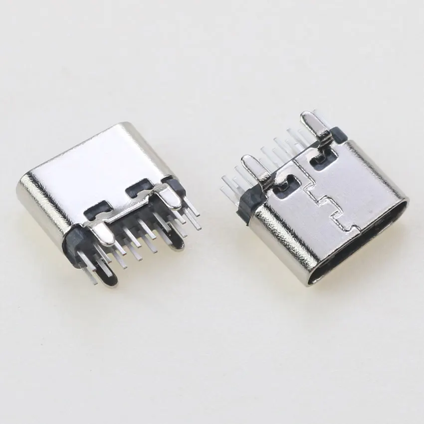 YuXi 10pcs Type C 16Pin Socket Connector USB 3.1 Vertical Plug-in Board Female DIP For PCB Design DIY High Current Charging Port