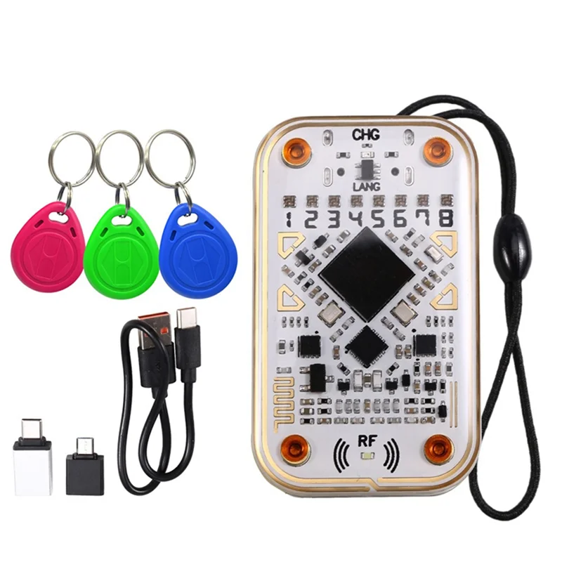 A37T-RFID Smart Chip Reader Chameleon Ultra +3XT5577 Keychain Smart Card Emulator 125K 13.56M Card Decode NFC Read Writer