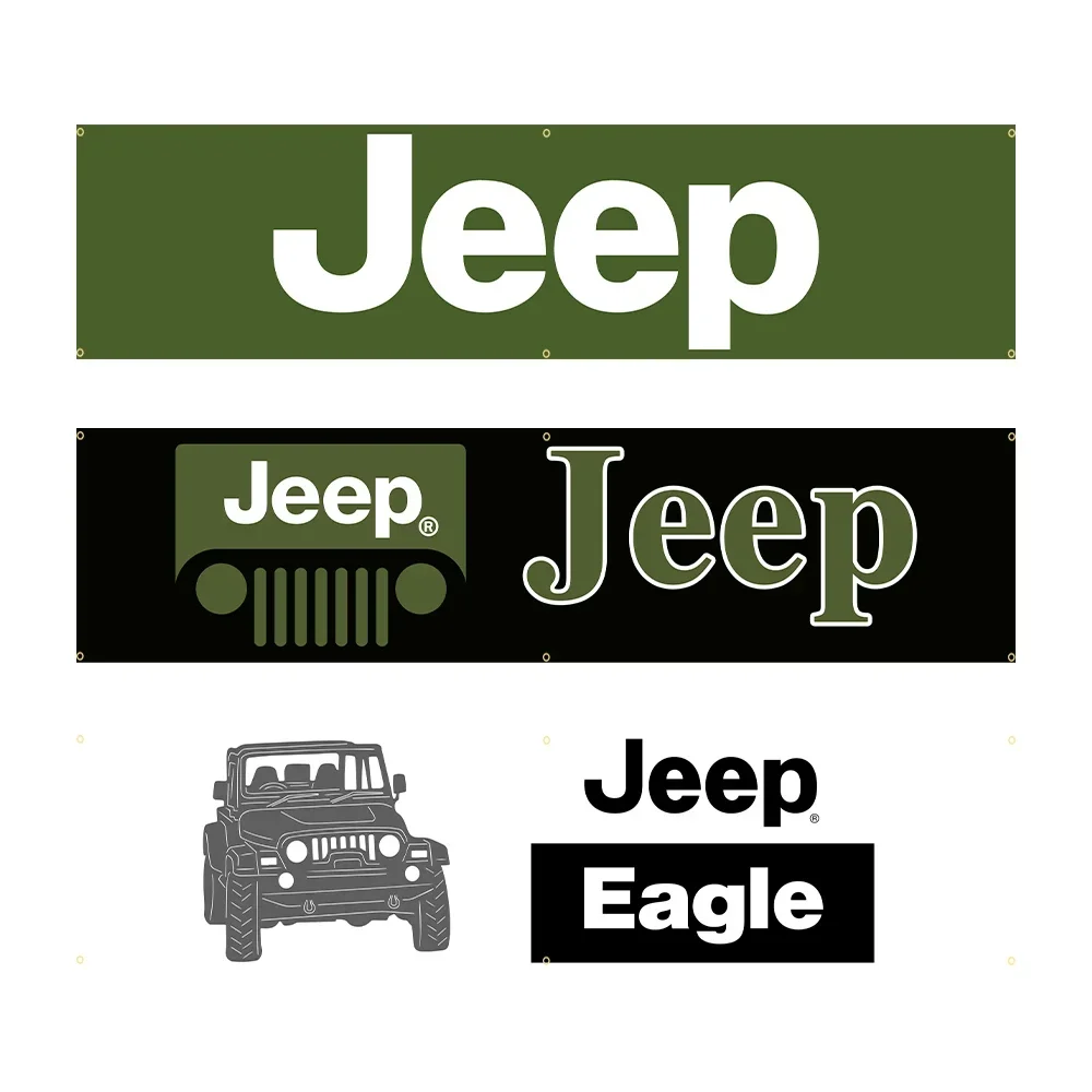 60*240  Jeeps Polyester Digital Printed Racing Club Banner Tapestry Flag Decoration