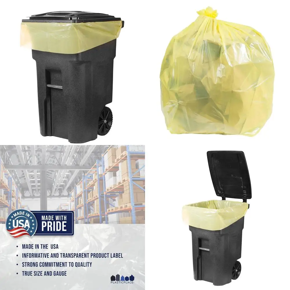

Прочные мешки для мусора желтого цвета, 64-65 галлонов, 1,5 мил, 50 x 60 (упаковка 50 шт.)