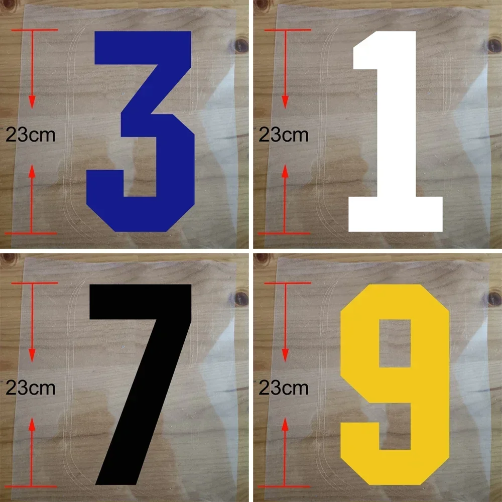 23cm Black white numbers 0-9 Iron on patches heat transfer stickers Nameset Number Printing Heat Transfer Black Yellow White