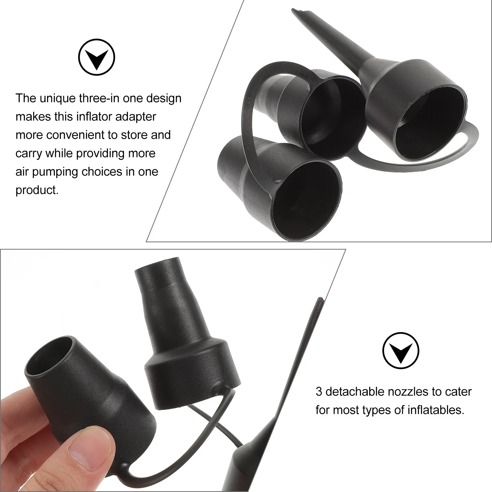

3 set Plastic Pump Nozzle Head Air Inflator Adaptor Replacement Nozzles For Ball Bike Inflatable 3-In-1 Air Pump Nozzle Team