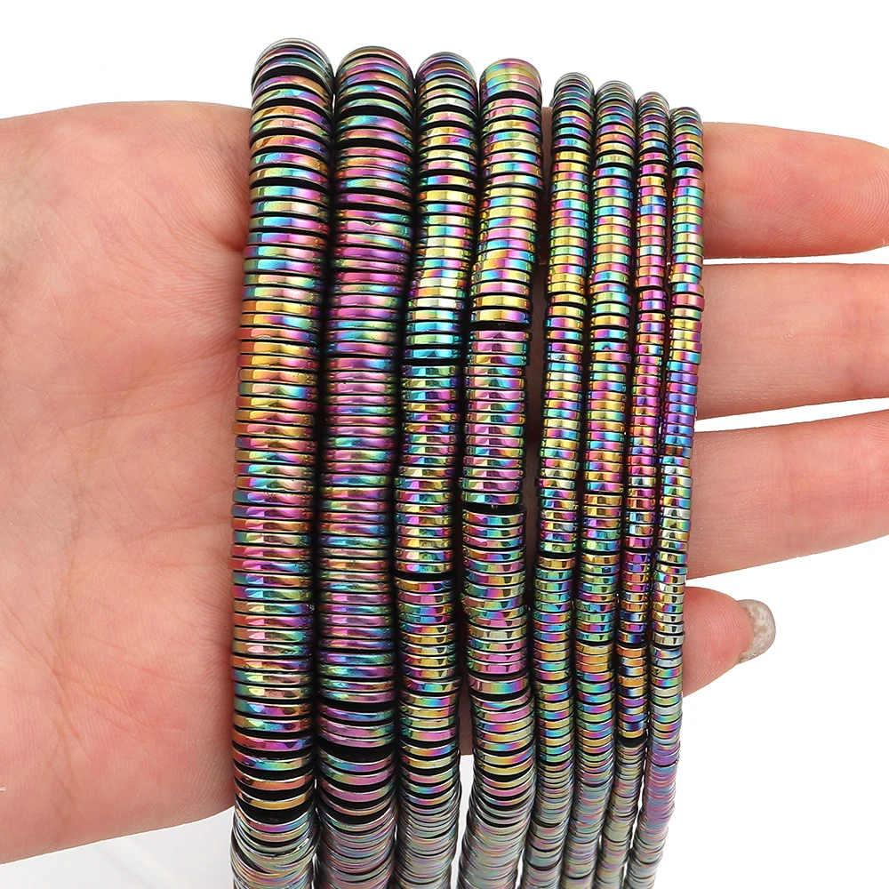 240-300 Stück/Set 3 4 6 8 10mm Flache Runde Hämatit Naturstein Zwischenperlen Scheibenperlen Lose Perlen DIY Armband Schmuckherstellung Zubehör – Detail 2