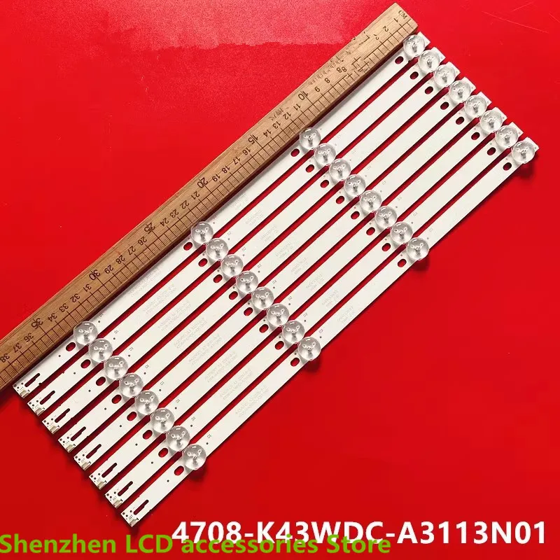 Hikvision用LEDバックライトストリップ,DS-D5043UQ,k430wdc1,a3,4708-k43wdc-a3113n01,4led,38.5cm, 100% 新品