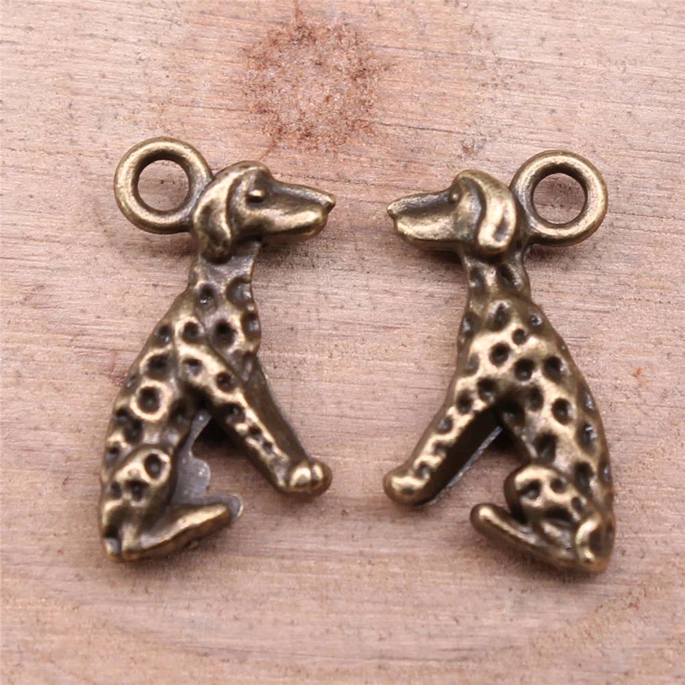 WYSIWYG 10pcs 15x10mm Lovely Dalmatian Dog Pendant For Jewelry Making 2 Colors Cute Dalmatian Charm