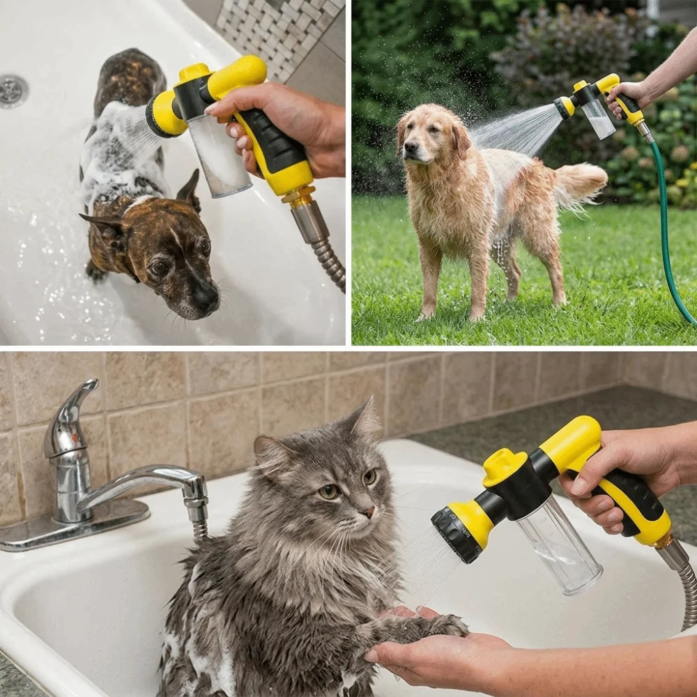 

High-pressure Pet Bath Sprayer Portable Handheld Cleaning Sprayer Detachable Multi-jet High Pressure Water Sprayer Pet Bathing