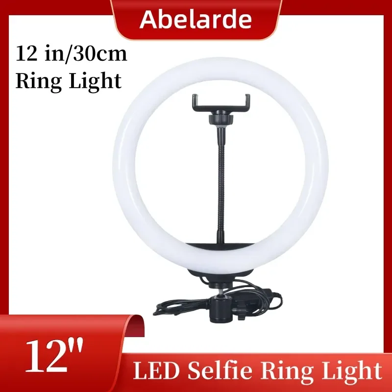 

LED Selfie Ring Light 12-inch USB Plug 3-tone Lighting Photography Light Video Recording Live Broadcast Fill Light