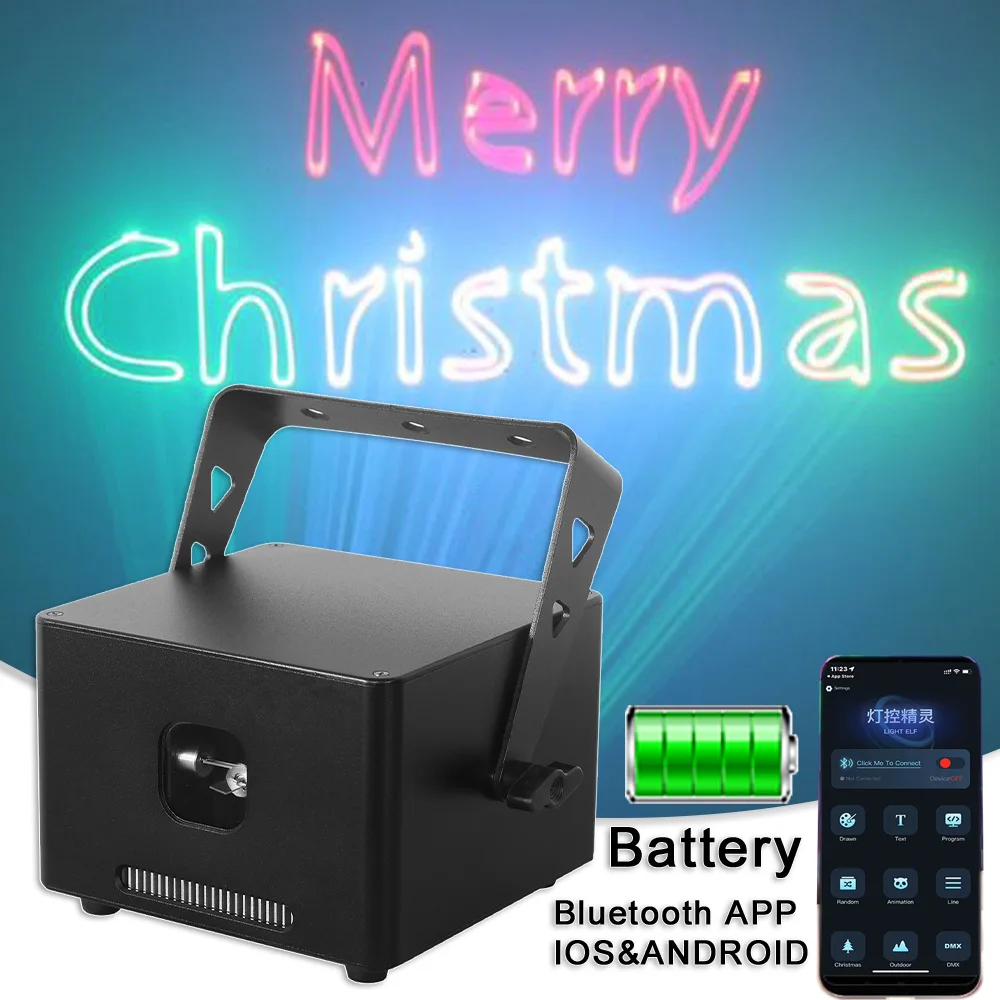 

YUER Battery Power RGB 1W 2W 3W Laser Bluetooth Ios Android APP Control For Dj Disco Wedding Stage Lighting Club Home Christmas