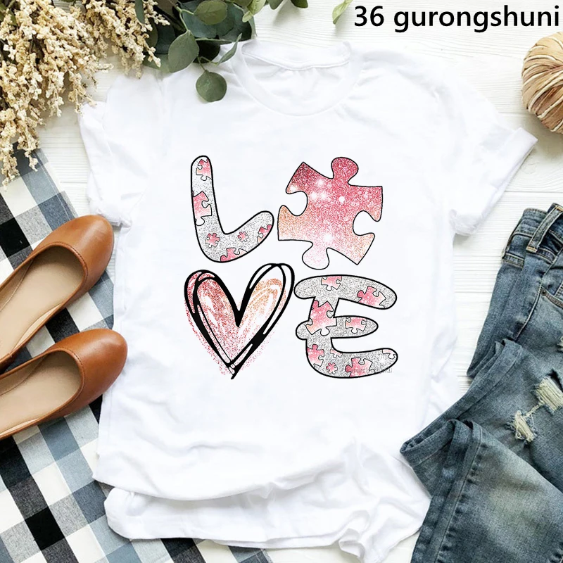 

Watercolor Love Letter Print Tshirts Women'S Clothing Funny Cat T Shirt Female Harajuku Shirt Summer Tops Tee Shirt Femme