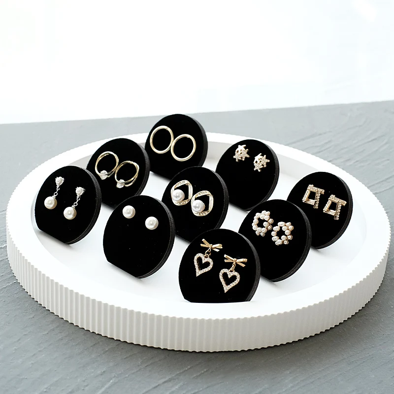 Jewelry Display Stand Mini Round Black Stud Earrings Market Stall Earrings Storage Display Photo Props