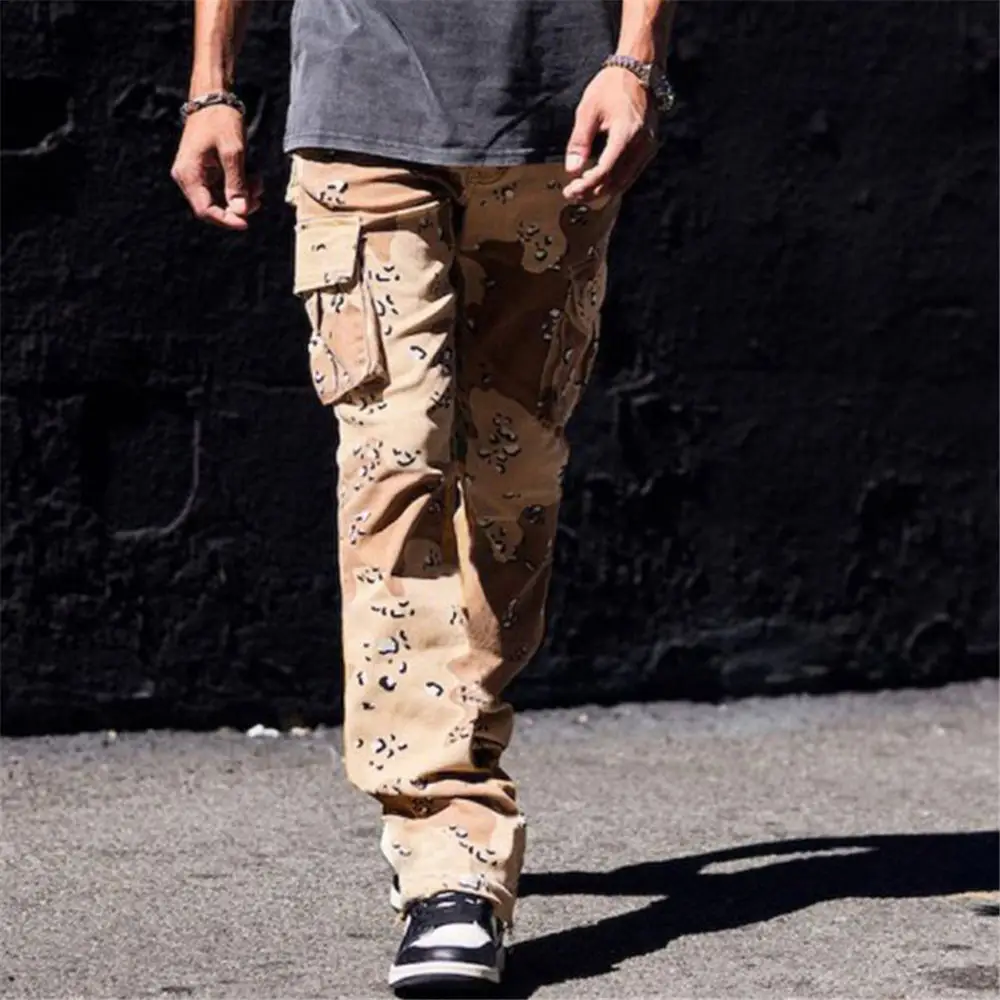 2023 Camo Cargo Pants Large Size 3XL Straight Trousers Camouflage Print Large Pockets Streetwear Popular Bottoms