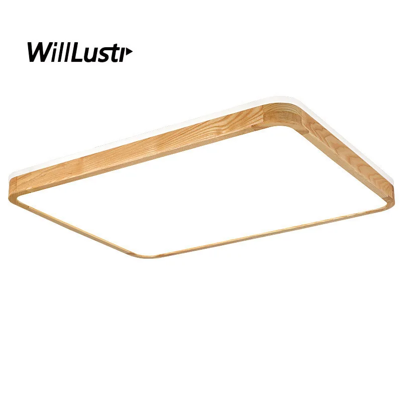 

Modern Minimalist LED Wood Ceiling Lamp Sitting Room Bedroom Hotel Lounge Hall Round Square Rectangle Natural Color Lighting