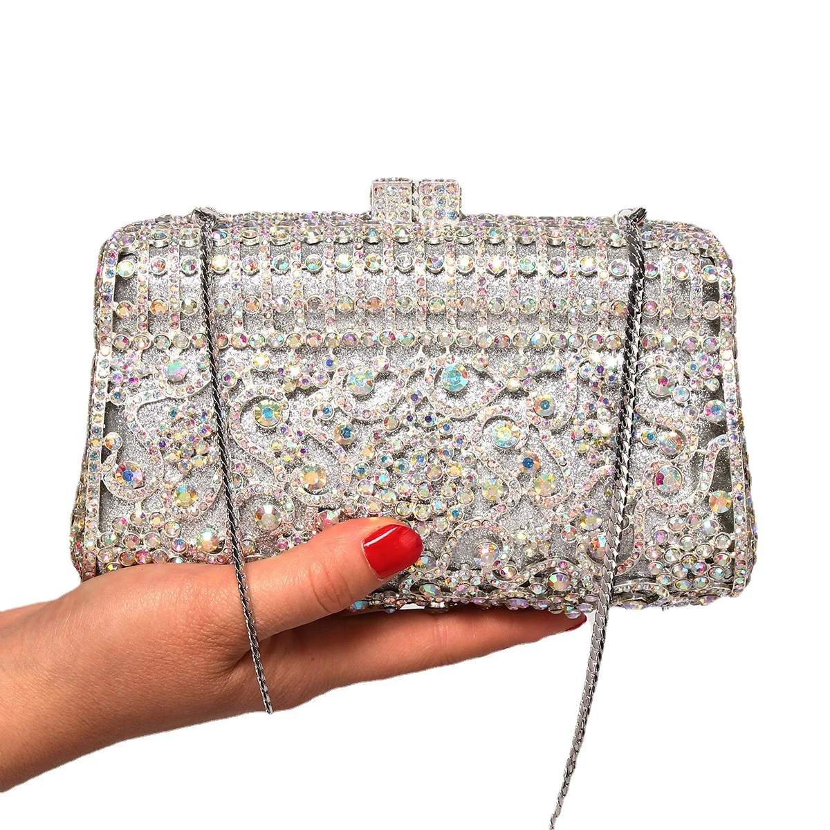 

Металлическая полая сумка для ужина со стразами, все ручные клатчи с бриллиантами и кристаллами, сумка Luxe Femme, нишевый дизайн, мини-сумка с бриллиантами