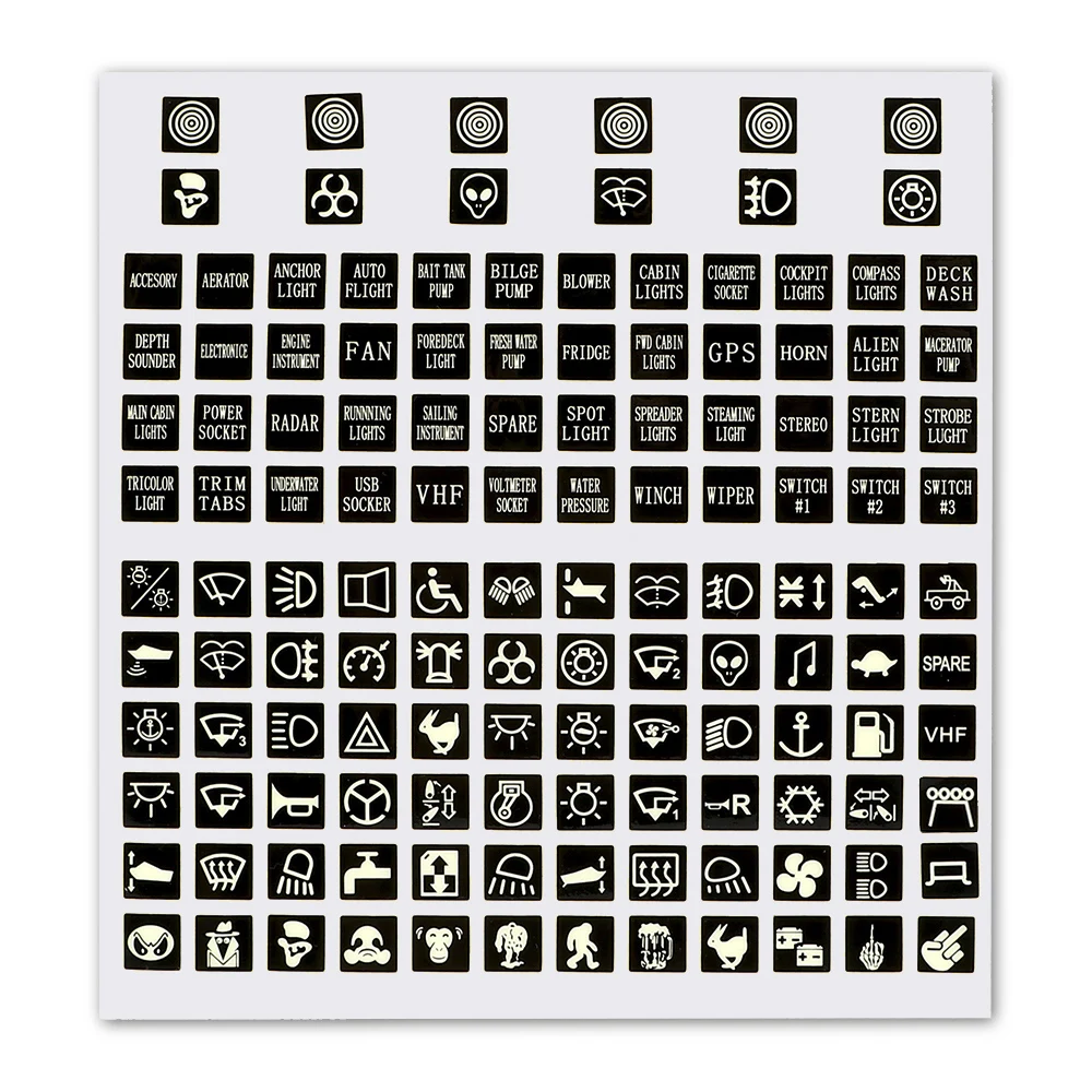 Circuit Panel Decal Rocker Switch Label Switches Relay Decoration PVC Luminous Car Sticker