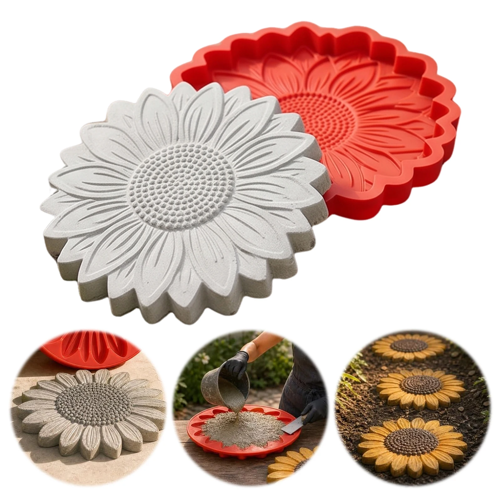 DIY Sunflower Concrete Path Maker Reusable Silicone Stepping Stone Garden Walkway Yard Decor Mould