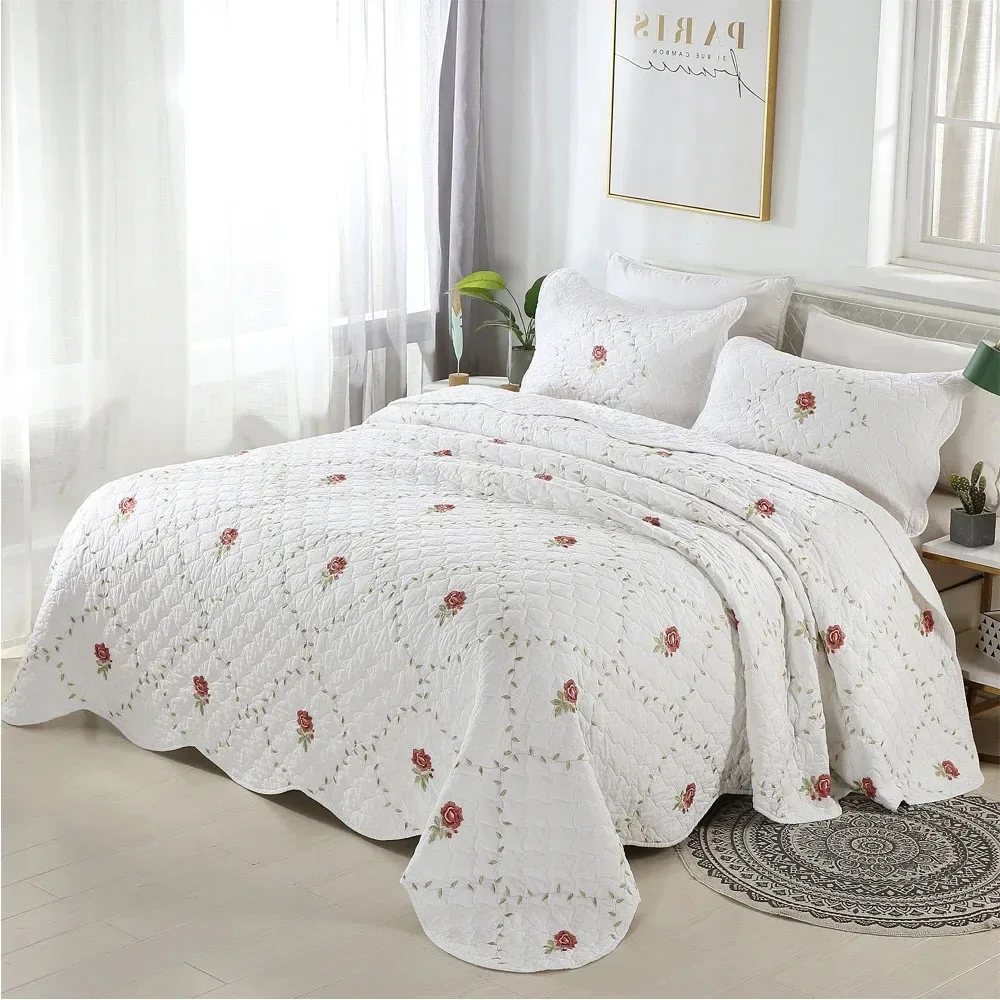 3pcs cotton summer Bedspread on the Bed cover double blanket bedspreads and coverlets rose Embroidered Mattress topper quilt set