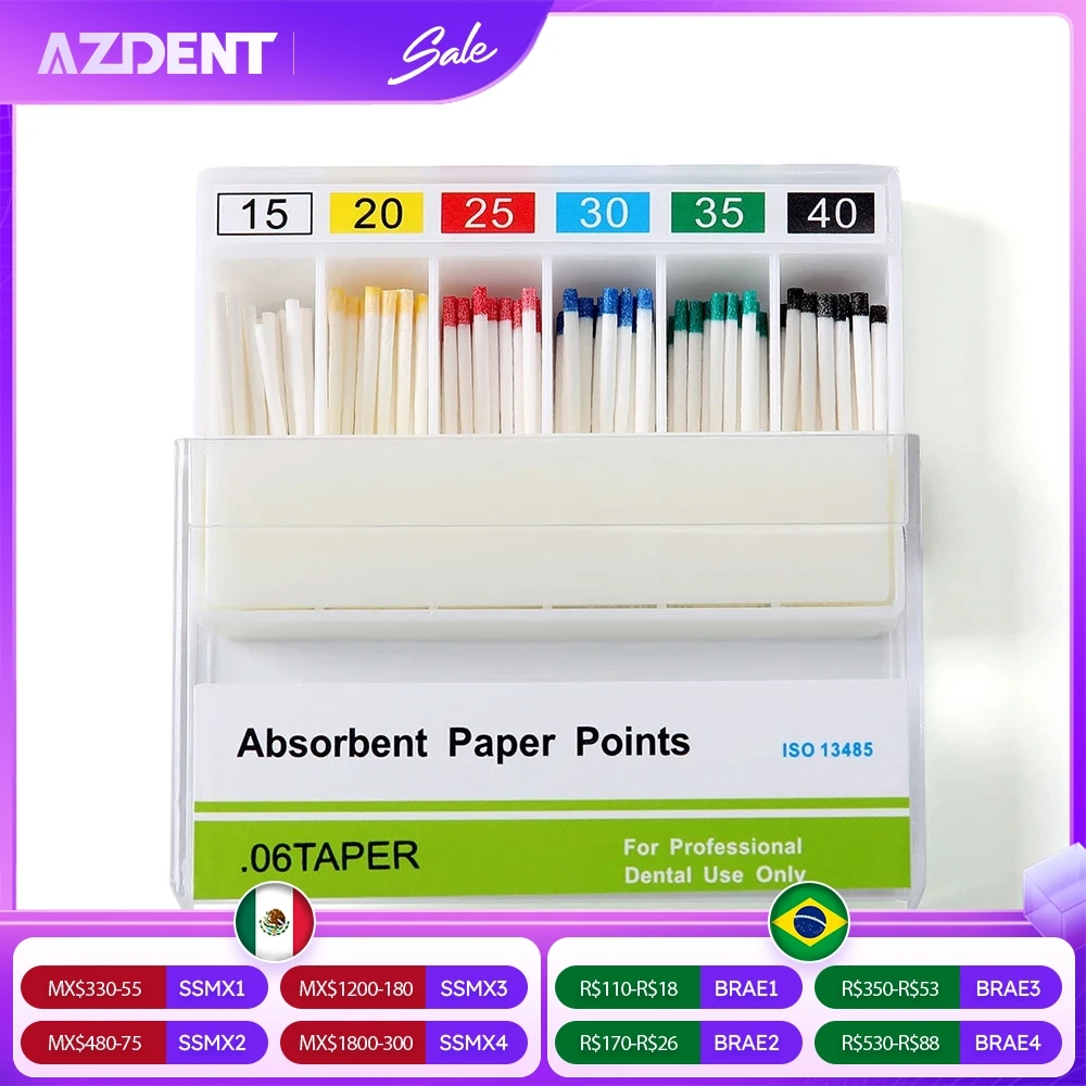 100 Stück zahn absorbierende Papier punkte feuchtigkeit absorbierende Papiers pitzen verjüngen sich 0,06 20 #25 #30 #35 #40 #15-40 # Zahnkliniken Verbrauchs materialien